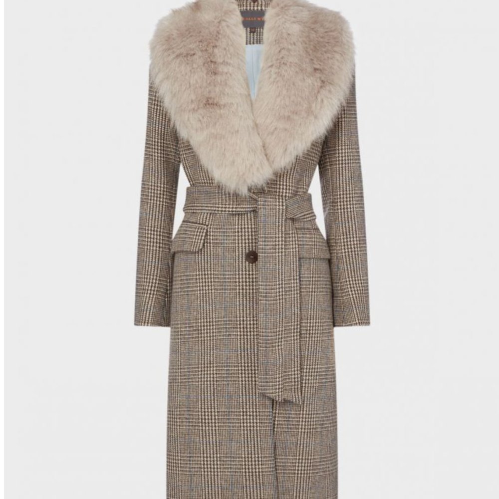 Really Wild Belted Coat (detachable fur lapel)